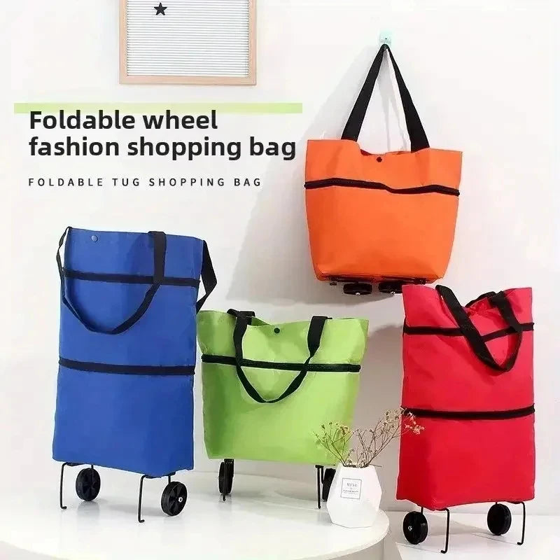 Foldable Portable Shopping Cart with Wheels Lightweight Backpack Hand Cart for Home Outdoor