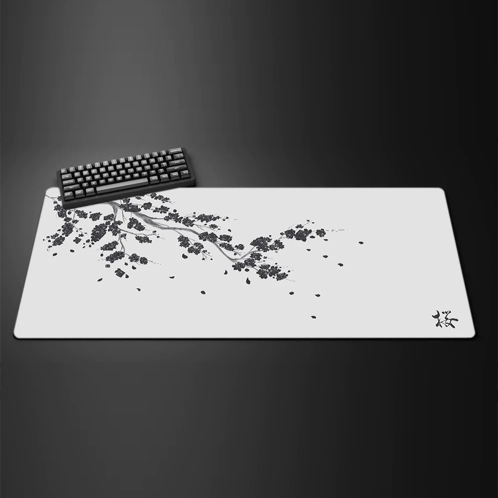 Black Sakura Gaming Mouse Pad Kawaii Purple Desk Mat Large Office Carpet Accessories Cherry Blossom Mousepad Gamer Computer Mats