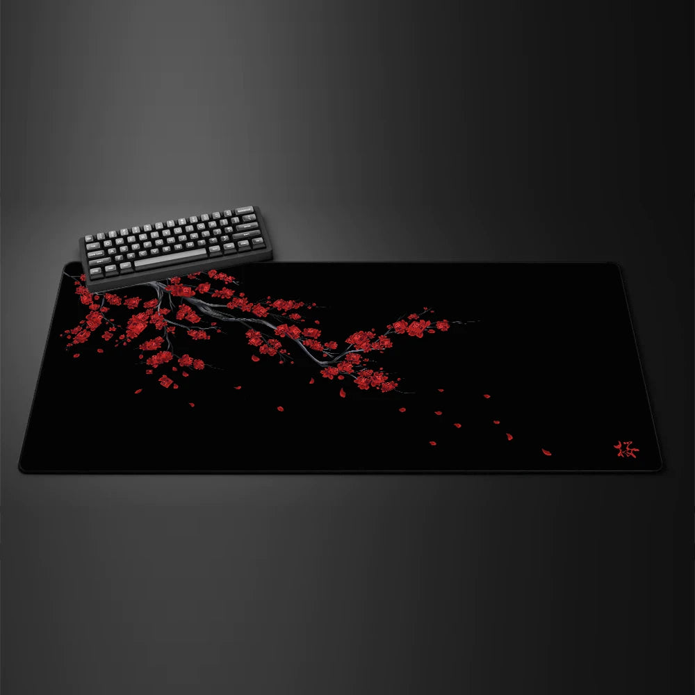 Black Sakura Gaming Mouse Pad Kawaii Purple Desk Mat Large Office Carpet Accessories Cherry Blossom Mousepad Gamer Computer Mats