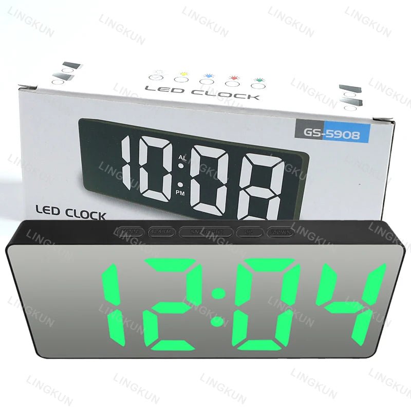 Latest Digital Clock LED Alarm Clock Bedroom Electronic Desktop Clock With Temperature Display Adjustable Brightness 12/24 Hours